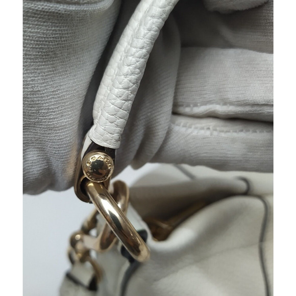 Coach Scout White Pebbled Leather Zipper Pockets Hobo Crossbody Bag - Picture 14 of 16